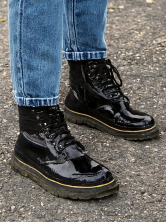 Dr. Martens Shoes - DR. MARTENS 11821 Women's Boot Patent Leather Combat Boots Black Size 7